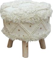 🪑 ivory christopher knight home mosaic wool boho stool with natural finish - elegant and stylish seating solution logo