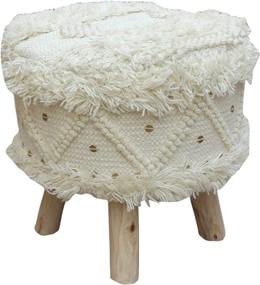 img 4 attached to 🪑 Ivory Christopher Knight Home Mosaic Wool Boho Stool with Natural Finish - Elegant and Stylish Seating solution