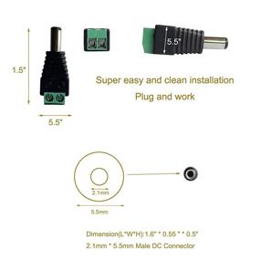 img 3 attached to 💡 12V DC Power Jack Adapter Connector for Led Strip CCTV Camera - Set of 10 Male and 10 Female Connectors