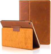 📱 premium real leather case for ipad 9.7" (5th/6th generation 2017/2018) - italian luxury cover with dual stand and auto sleep/wake (tan) logo