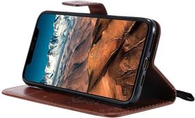 img 2 attached to 📱 iPhone 11 Case with Screen Protector & Wallet – Brown PU Leather Emboss Tree Cat Flowers Folio Magnetic Kickstand Cover Card Slots