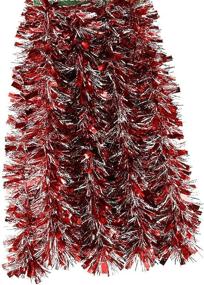 img 1 attached to 🎄 Elegant Hanging Metallic Holiday Tinsel Garland - Red & Silver Snowstorm Design (12ft x 3in) - Ideal for Christmas & Party Decorations with Fix Find