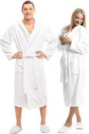 classic white bath robe - terry towel premium spa robe, one size fits all logo