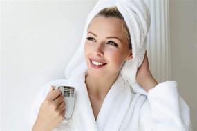 img 2 attached to Classic White Bath Robe - Terry Towel Premium Spa Robe, One Size Fits All