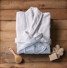 img 3 attached to Classic White Bath Robe - Terry Towel Premium Spa Robe, One Size Fits All