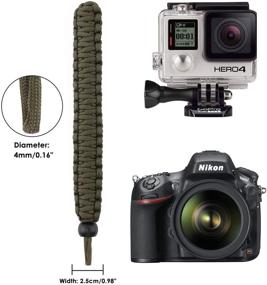 img 3 attached to 📷 Универсальный ремешок для камеры MoKo Paracord [2 шт.] - Регулируемый плетеный нейлоновый ремешок для видеокамер, биноклей и камер Nikon/Canon/Sony/Minolta/Panasonic/SLR/DSLR - Черный/Армейский зеленый