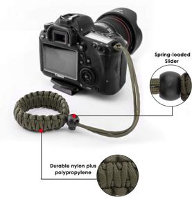 img 2 attached to 📷 Универсальный ремешок для камеры MoKo Paracord [2 шт.] - Регулируемый плетеный нейлоновый ремешок для видеокамер, биноклей и камер Nikon/Canon/Sony/Minolta/Panasonic/SLR/DSLR - Черный/Армейский зеленый
