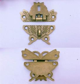 img 1 attached to 🦋 Vintage Bronze Butterfly Latch Hasp & Screws for Wooden Jewelry Boxes/Cabinets