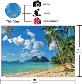 img 3 attached to 🏖️ Funnytree 7x5ft Summer Tropical Beach Backdrop with Seaside Island & Palm Trees for Photography, Picture Blue Sea Sky, Sunshine Luau Themed Party Decorations, Photo Booth Studio Props