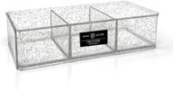 📁 issac jacobs clear acrylic 3 section organizer: silver glitter tray for office, bathroom, kitchen, and more! логотип