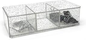 img 1 attached to 📁 Issac Jacobs Clear Acrylic 3 Section Organizer: Silver Glitter Tray for Office, Bathroom, Kitchen, and More!