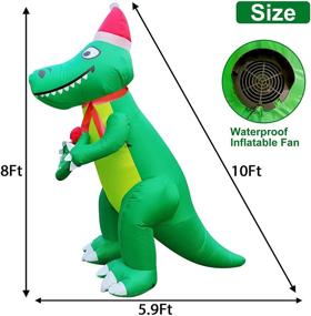 img 3 attached to 🎅 Captivating 10 Ft Tall Inflatable Christmas Dinosaur: Blow up Santa Dino with LED Lights, Merry Xmas Wreath, & Tether Stakes - Perfect Outdoor Decor for Holiday Yard, Lawn & Garden Home Parties