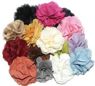 🌸 (12 pcs) jlika burlap flowers: assorted large 3 inch fabric embellishments for weddings, hair diy, & more - grab bag of assorted colors logo