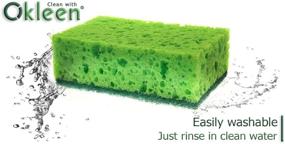 img 2 attached to 🧽 European-Made Okleen Green Multi-Use Scrub Sponge – 9 Pack, 4.3x2.8x1.4 inches – Odorless, Heavy Duty, Non-Scratch Fiber – Best, Durable, Delicate, Porous, Non-Cellulose Kitchen Sponges and Scrubbers