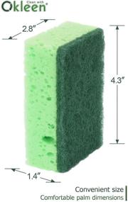 img 1 attached to 🧽 European-Made Okleen Green Multi-Use Scrub Sponge – 9 Pack, 4.3x2.8x1.4 inches – Odorless, Heavy Duty, Non-Scratch Fiber – Best, Durable, Delicate, Porous, Non-Cellulose Kitchen Sponges and Scrubbers