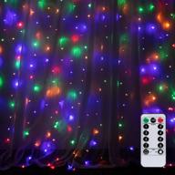 🌟 hanging window curtain lights with 300 dimmable leds & remote control - perfect for bedroom, parties & indoor/outdoor décor (9.8 feet length) логотип