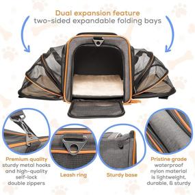 img 1 attached to 🐾 The Original Expandable Pet Carrier by Pet Peppy® - Airline Approved Design for Cats, Dogs, Kittens, Puppies - Extra Spacious Soft Sided Carrier for Travel! (Black)