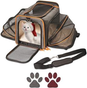 img 4 attached to 🐾 The Original Expandable Pet Carrier by Pet Peppy® - Airline Approved Design for Cats, Dogs, Kittens, Puppies - Extra Spacious Soft Sided Carrier for Travel! (Black)