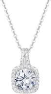 agvana sterling silver cubic zirconia necklace for women - christmas, bridal, bridesmaid jewelry: cz halo pendant, simulated diamond; perfect birthday, mother's day gifts - round, heart, pear logo