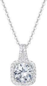 img 4 attached to Agvana Sterling Silver Cubic Zirconia Necklace for Women - Christmas, Bridal, Bridesmaid Jewelry: CZ Halo Pendant, Simulated Diamond; Perfect Birthday, Mother's Day Gifts - Round, Heart, Pear