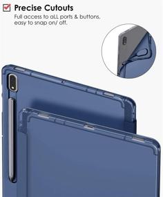 img 1 attached to 📱 Supveco Samsung Galaxy Tab S7 11 Inch Case 2020: Slim Lightweight Trifold Stand Smart Case in Dark Blue with S Pen Holder and Transparent Back Shell