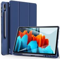 📱 supveco samsung galaxy tab s7 11 inch case 2020: slim lightweight trifold stand smart case in dark blue with s pen holder and transparent back shell logo