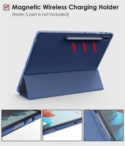 img 2 attached to 📱 Supveco Samsung Galaxy Tab S7 11 Inch Case 2020: Slim Lightweight Trifold Stand Smart Case in Dark Blue with S Pen Holder and Transparent Back Shell