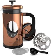 ☕ bonvivo gazetaro i large french press coffee maker - stainless steel and borosilicate glass french coffee press machine in copper finish, heat resistant, with filter, 34 ounces logo