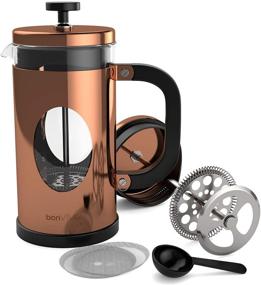 img 4 attached to ☕ bonVIVO GAZETARO I Large French Press Coffee Maker - Stainless Steel and Borosilicate Glass French Coffee Press Machine in Copper Finish, Heat Resistant, With Filter, 34 ounces