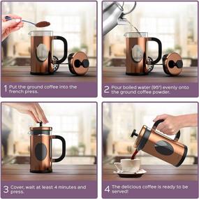 img 3 attached to ☕ bonVIVO GAZETARO I Large French Press Coffee Maker - Stainless Steel and Borosilicate Glass French Coffee Press Machine in Copper Finish, Heat Resistant, With Filter, 34 ounces