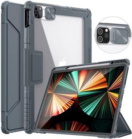 img 4 attached to 📱 Nillkin iPad Pro 12.9 Case 2021/2020 5th/4th Gen - Slide Camera Cover, Pencil Holder - Gray PU Leather Stand Cover with Auto Sleep