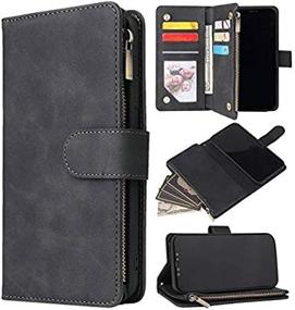 img 3 attached to 📱 ZZXX iPhone 12 Case Wallet with Card Slot - Premium Soft PU Leather Zipper Flip Folio Wallet, Wrist Strap Kickstand - Protective for iPhone 12 Wallet Case, 6.1 inch, Black