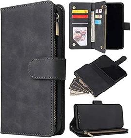 img 1 attached to 📱 ZZXX iPhone 12 Case Wallet with Card Slot - Premium Soft PU Leather Zipper Flip Folio Wallet, Wrist Strap Kickstand - Protective for iPhone 12 Wallet Case, 6.1 inch, Black