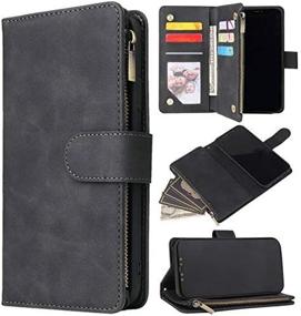 img 4 attached to 📱 ZZXX iPhone 12 Case Wallet with Card Slot - Premium Soft PU Leather Zipper Flip Folio Wallet, Wrist Strap Kickstand - Protective for iPhone 12 Wallet Case, 6.1 inch, Black