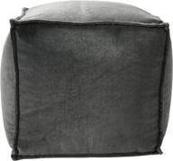 stylish main + mesa square velvet pouf boho floor ottoman in elegant dark grey logo