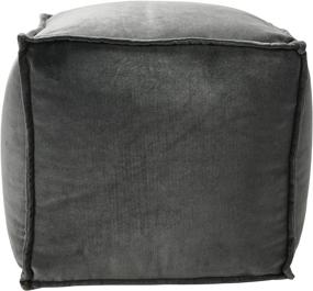 img 4 attached to Stylish Main + Mesa Square Velvet Pouf Boho Floor Ottoman in Elegant Dark Grey