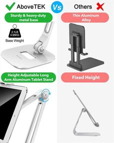 img 3 attached to 📱 AboveTEK Long Arm Aluminum Tablet Stand: Versatile Folding iPad Desk Stand with Adjustable 360° Swivel Clamp Mount – White
