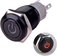 🔴 ulincos latching push button switch u16f5 1no1nc spdt on/off black shell with red power symbol led - designed for 16mm (5/8") applications logo