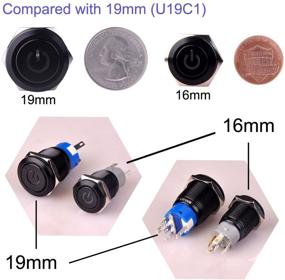 img 2 attached to 🔴 Ulincos Latching Push Button Switch U16F5 1NO1NC SPDT ON/Off Black Shell With Red Power Symbol LED - Designed for 16mm (5/8") Applications