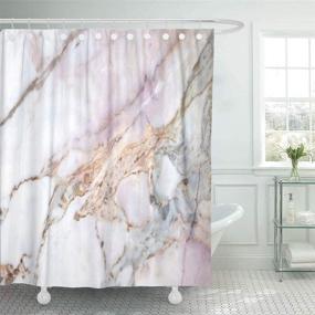 img 3 attached to 🚿 ArtSocket Pink White Marble Shower Curtain: Elegant Gray Black Stone Light Granite Design for Waterproof Bathroom Decor - 72x72 Inches Polyester Fabric Set with Hooks