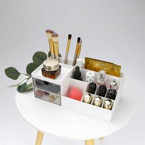 img 1 attached to 📦 Versatile Desk Organizer: Makeup Storage for Eyeshadows, Concealers, Powders, Nail Polish | Vanity Countertop & Bathroom Organizer | Pencil Holder for Office Desk | 9.45"x 4.73" x 3.54