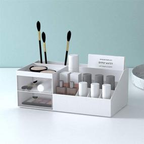 img 4 attached to 📦 Versatile Desk Organizer: Makeup Storage for Eyeshadows, Concealers, Powders, Nail Polish | Vanity Countertop & Bathroom Organizer | Pencil Holder for Office Desk | 9.45"x 4.73" x 3.54