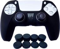 🎮 black silicone controller skin for ps5 dualshock - ps5 accessories, sony playstation 5 protector cover with 8 pro thumb grip caps logo