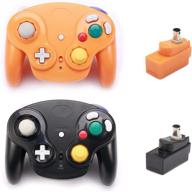 poulep classic gamepad: wireless controller for wii gamecube ngc gc - black and orange logo