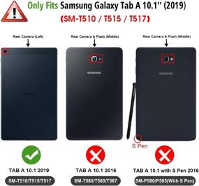 img 3 attached to 🔌 Fintie Keyboard Case for Samsung Galaxy Tab A 10.1 2019 Model SM-T510/T515/T517 - Slim Stand Cover with Detachable Wireless Bluetooth Keyboard, 7 Color Backlight (Black)