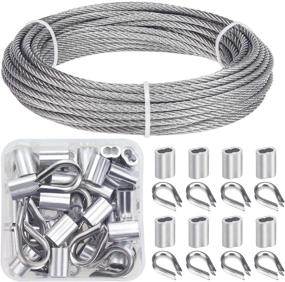 img 4 attached to 🔗 Favordrory Cable Railing Kits: Premium 304 Stainless Steel Wire Rope with Aluminum Crimping Sleeves and Thimbles – Ideal for Railing, Decking, and Picture Hanging