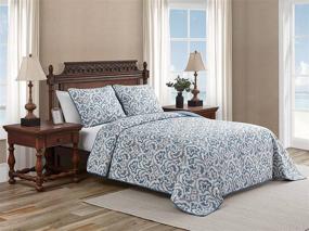 img 4 attached to Tommy Bahama Cape Verde Collection Quilt Set: Reversible, Lightweight & Breathable 100% Cotton Bedding with Matching Shams - King Size, Smoke