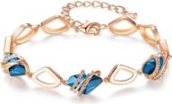 leafael wish stone link charm bracelet: birthstone crystals, rose gold plated or silver-tone - premium 7"+2" jewelry logo