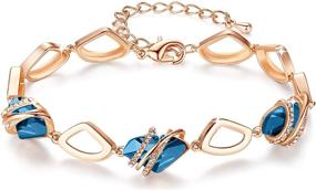 img 4 attached to Leafael Wish Stone Link Charm Bracelet: Birthstone Crystals, Rose Gold Plated or Silver-Tone - Premium 7"+2" Jewelry