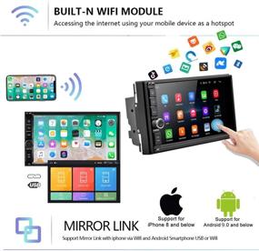 img 2 attached to 🚗 Camecho 7-inch Double Din Car Stereo, Android 9.0 Head Unit with GPS Navigation, 1080P Touch Screen, 1GB RAM/16GB ROM, Bluetooth, FM, WiFi, Mirror Link, Backup Camera support for both iOS/Android Phones